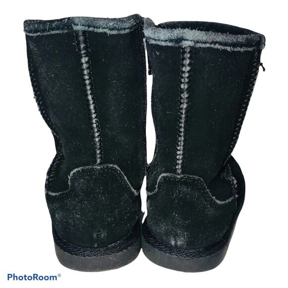 F2 Black Sherpa Black Suede RoundToe Boots Size 7 - Picture 2 of 5